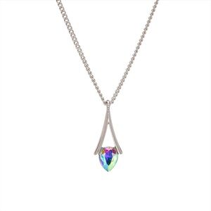 NWT Swarovski Crystal Teardrop Necklace – Silver-Tone 18" Chain – Everyday Gift